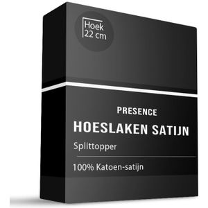 Splittopper Hoeslaken - Satijn - Zwart - 180x210 cm - Zwart - Presence - Dekbed-Discounter.nl