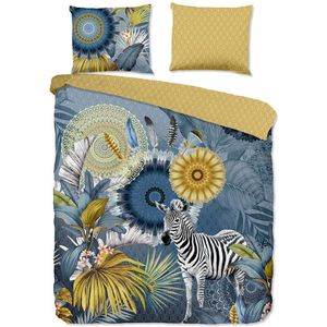 Dekbedovertrek Katoen - Lits-Jumeaux (240x220 cm) - Blauw/ Geel Katoen/Katoen-satijn - Dessin: Patroon, Dieren - HIP - Dekbed-Discounter.nl