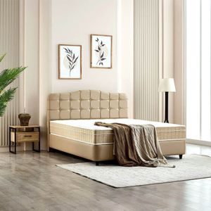 2-Persoons Boxspring met opbergruimte Marrakech - Taupe 160x200 cm - Pocketveren - Inclusief Topper - Dekbed-Discounter.nl