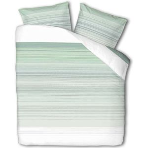 Dekbedovertrek Pastel Green Stripes Dekbedovertrek - Tweepersoons (200x220 cm) - Groen Katoen - Dessin: Strepen - Luna Bedding