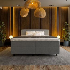 2-Persoons Boxspring Hotel Suite - Grijs 140x200 cm - Pocketvering - Inclusief Topper - Dekbed-Discounter.nl