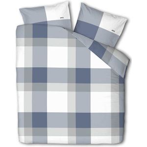 Sale: -30% | Dekbedovertrek McGregor - Katoen-Flanel - Blue Check - Eenpersoons (140x200 Cm) - Wit & Blauw Flanel Katoen - Strepen - McGregor - Dekbed-Discounter.nl