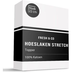 Fresh and Co - Topper Hoeslaken - Katoen Jersey Stretch - Wit