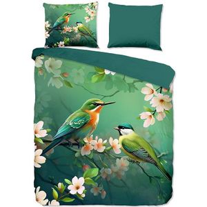 Dekbedovertrek Signi - Tweepersoons (200x200 cm) - Groen Microvezel - Dessin: Dieren - Pure - Dekbed-Discounter.nl