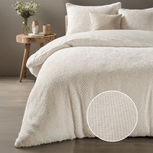 Dekbedovertrek Rabbit Fur - Eenpersoons (140x220 cm) - Groen/ Taupe/ Creme Microvezel - Dessin: Patroon, Luxe - Sleeptime - Dekbed-Discounter.nl