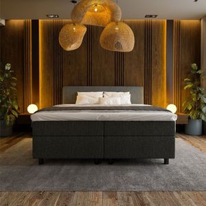 2-Persoons Boxspring Hotel Suite - Antraciet 160x220 cm - Pocketvering - Inclusief Topper - Dekbed-Discounter.nl