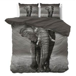 Dekbedovertrek Safari Olifant - Lits-Jumeaux (240x220 cm) - Meerkleurig Katoen - Dessin: Dieren - Dreamhouse