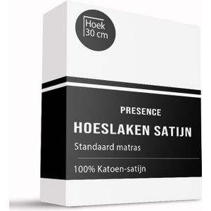 Hoeslaken Katoen Satijn Uni - Wit - 200x210cm - Wit - Presence - Dekbed-Discounter.nl
