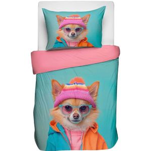 Sale: -40% | Kinderdekbedovertrek Katoen - 140x200 Cm Meerkleurig - Dieren - Fresh And Co Kids - Dekbed-Discounter.nl