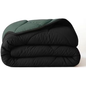 Sleeptime - Lazy Dekbed - Double Face - Zwart / Donkergroen - 200x200 cm - 300 gram per m²