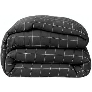 1+1 Gratis Wasbaar Easy Dekbed Zonder Overtrek - Zonder Overtrek - Squares - Grijs - Dekbed-Discounter.nl