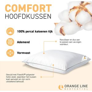 Hoofdkussen Hotel - Comfort - Voor Zij- En Rugslapers - Vulling: Flexofill Polyester Holle Vezel - Dekbed-Discounter.nl