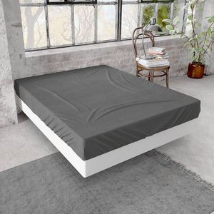 Flanellen Hoeslaken - Antraciet - 160x200 cm - Antraciet - DreamHouse Bedding