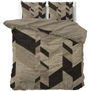 Dekbedovertrek Katoen-Satijn - Helios - Tweepersoons (200x200 Cm) - Zwart & Taupe Katoen-satijn - Kunst - Manilla - Dekbed-Discounter.nl