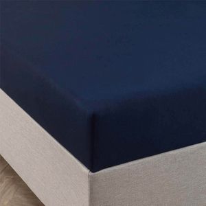 Hoeslaken - Bamboe Stretch - Navy - 80x200 cm - Blauw - Fresh and Co - Dekbed-Discounter.nl