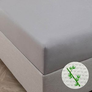 Hoeslaken - Bamboe Stretch - Licht Grijs - 80x200cm - Grijs - Fresh And Co - Dekbed-Discounter.nl