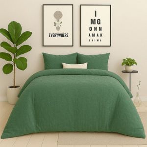 Dekbedovertrek Stonewashed - Groen Outlet 140x200 Cm Dekbed Discounter - Dekbed-Discounter.nl