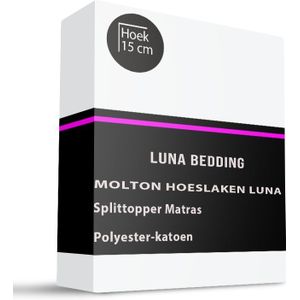 Molton Hoeslaken Luna - Splittopper - 2-PACK - 180x200 Cm - Luna Bedding Matrasbeschermer - Dekbed-Discounter.nl
