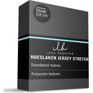 Hoeslaken - Jersey Stretch - Zwart - 190x200 cm - Zwart - Luna Bedding - Dekbed-Discounter.nl