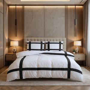 Dekbedovertrek Percale-Katoen - Hotel Alberto - Zwart Wit - Lits-Jumeaux (240x220 Cm) - Zwart & Wit Percale Katoen Katoen - Strepen - Dreamhouse - Dekbed-Discounter.nl