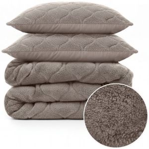 Sleeptime - 2 in 1 Teddy Premium Dekbed - Taupe/Grijs - 140 x 200 cm - Inclusief Slopen