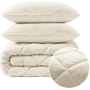 1+1 Gratis Wasbaar Lazy Dekbed Zonder Overtrek - Zonder Overtrek - Faux Fur - Beige - Dekbed-Discounter.nl