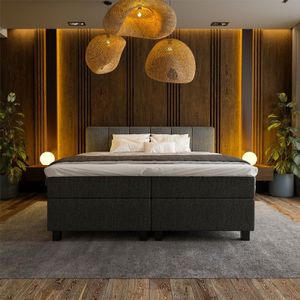 2-Persoons Boxspring Hotel Luxury - Wide - Zwart 160x220 cm - Pocketvering - Inclusief Topper - Dekbed-Discounter.nl
