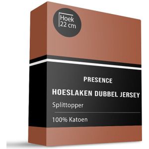 Splittopper Hoeslaken - Katoen Dubbel Jersey - 190x200cm - Cognac - Presence - Dekbed-Discounter.nl