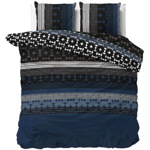 Dekbedovertrek Scanda - Lits-Jumeaux (240x220 cm) - Navy Polyester-katoen - Dessin: Patroon - Sleeptime Elegance - Dekbed-Discounter.nl