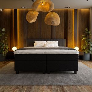2-Persoons Boxspring Hotel Suite - Beam - Zwart 140x200 cm - Pocketvering - Inclusief Topper - Dekbed-Discounter.nl