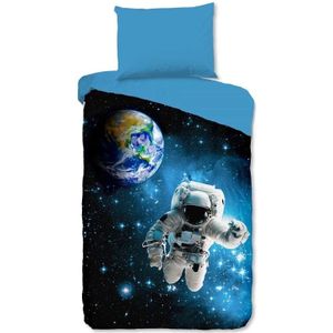 Kinderdekbedovertrek Astronaut Dekbedovertrek - 200x140 cm Blauw - Dessin: Sterren - Good Morning
