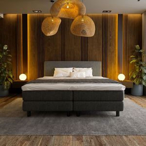 2-Persoons Boxspring Hotel - Antraciet 140x200 cm - Pocketvering - Inclusief Topper - Dekbed-Discounter.nl
