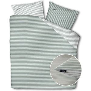 Sale: -30% | Dekbedovertrek McGregor - Katoen-Flanel - Earthy Greens - Lits-Jumeaux (240x220 Cm) - Groen & Wit Flanel Katoen - Strepen & Hotel Luxe - McGregor - Dekbed-Discounter.nl