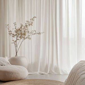 Gordijnen In Between - Haken of Ringen - Off White maat: 250 x 150 cm - materiaal: Polyether - Dekbed-Discounter.nl