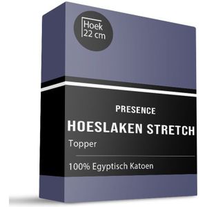 Topper Hoeslaken - Egyptisch Katoen Stretch - Navy - 180x200 cm - Blauw - Presence - Dekbed-Discounter.nl