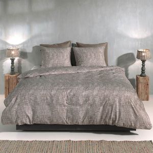 Zo!Home Blitz Dekbedovertrek - Flanel - Lits Jumeaux - 240x200/220 cm - rock taupe