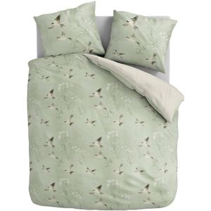 Sale: -60% | Dekbedovertrek Lotus Birds - Lits-Jumeaux (240x220 Cm) - Meerkleurig Microvezel - - Fresh And Co - Dekbed-Discounter.nl