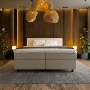 2-Persoons Boxspring Hotel Suite - Beige 180x210 cm - Pocketvering - Inclusief Topper - Dekbed-Discounter.nl