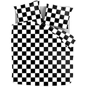 Dekbedovertrek Chess Block - Lits-Jumeaux (240x220 cm) - Geel & Roze Microvezel - Dessin: - Luna Bedding