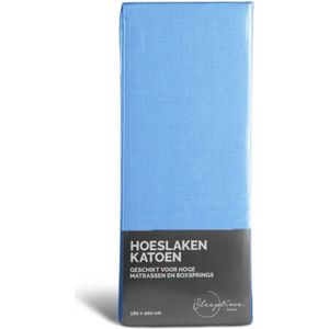 Hoeslaken - Blended Katoen - Blauw - 160x200 cm - Blauw - Home Care