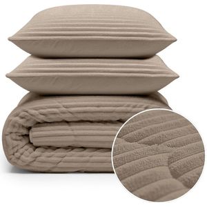 1+1 Gratis Wasbaar Lazy Dekbed Zonder Overtrek - Zonder Overtrek - Teddy Rib - Taupe - Dekbed-Discounter.nl