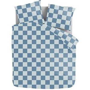 Dekbedovertrek Chess Block - Lits-Jumeaux (240x220 cm) - Blauw Microvezel - Dessin: - Luna Bedding