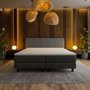 2-Persoons Boxspring Hotel - Beam - Antraciet 140x210 cm - Pocketvering - Inclusief Topper - Dekbed-Discounter.nl