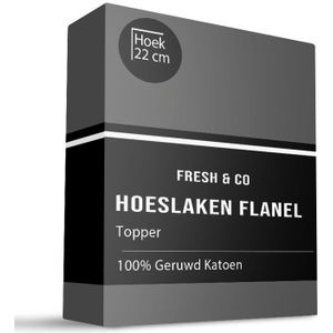 Topper - Hoeslaken - Flanel - Antraciet - Fresh and Co