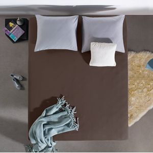 Dubbel Jersey Hoeslaken - Deep Taupe - 190x220 cm - Taupe - Home Care - Dekbed-Discounter.nl