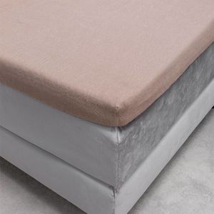 Hoeslaken Flanel - Topper - Taupe - 180x210 cm - Taupe - Fresh & Co