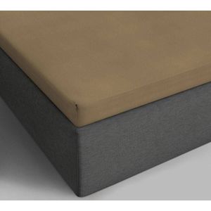 Verkoelend Katoenen Topper Hoeslaken - Taupe -Maat: 90 x 220 - 90x220 cm - Taupe - DreamHouse Bedding