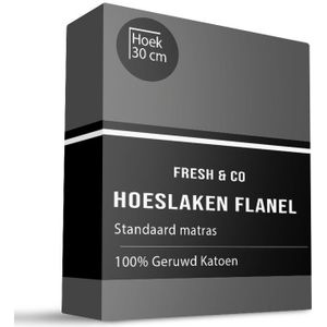 Hoeslaken Katoen Flanel - Antraciet - 180x210cm - Antraciet - Fresh And Co - Dekbed-Discounter.nl