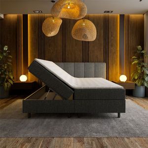 2-Persoons Boxspring met opbergruimte Wide - Antraciet 140x210 cm - Pocketvering - Inclusief Topper - Dekbed-Discounter.nl