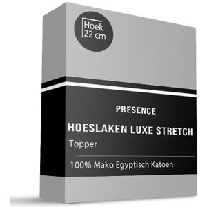 Topper Hoeslaken - Mako Jersey Katoen - 180x200cm - Licht Grijs - Presence - Dekbed-Discounter.nl
